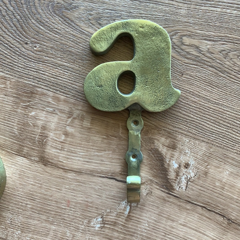 NEW Pottery Barn Brass Alphabet Hooks A, B, T left